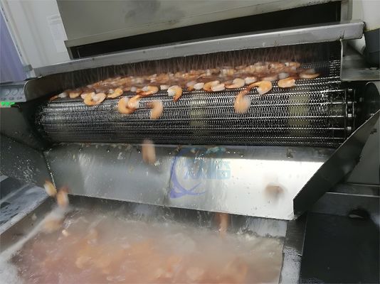 Stable 1000KG Prawn Steam Cooking Machine , Multi Function Shrimp Cooking Line