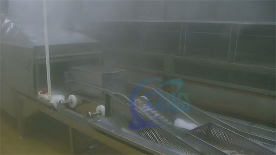 Industrial Shrimp Tunnel Cooker , SUS304 Prawn Automatic Tunnel Cooking Line