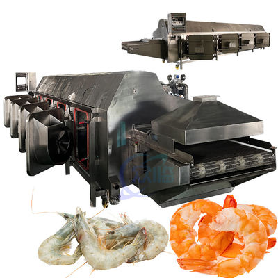 Seafood shrimp processing tunnel conveyor belt blanching machine Steam boiler machine for cooked shrimp processing