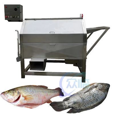 Fish descaling and cleaning machine for fish processing production line