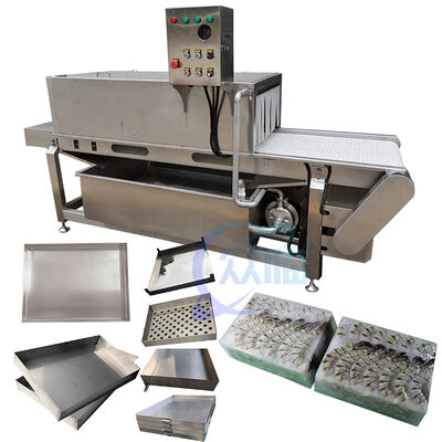 Good price Zolim Stainless Steel 304 Automatic Depanning Machine for Frozen Food Processing Recirculating Water Spray 500-600kg/H Capacity online