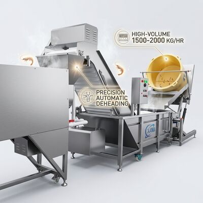 Good price Industrial Shrimp Head Separator SUS304 Stainless Steel 2000-2500KG 5.5KW 440V For Frozen Food Factory online