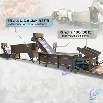 Good price Premium Shrimp Head Cutting Machine 316L Stainless Steel 1000-1500KG 3.0KW 50Hz For Prawn Processing Line online