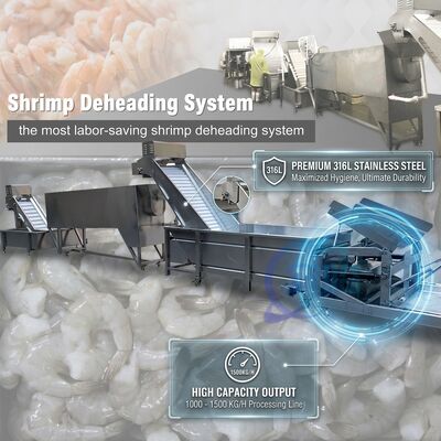 Good price Easy Clean Prawn Processing Machine Precision SUS316 800-1000KG 5.5KW 60Hz For Seafood Export Company online